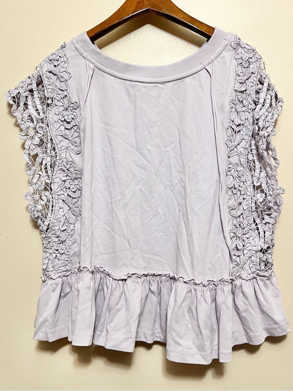 Anthropologie Lavender Crochet-Sleeve Peplum Tunic - Picture 5 of 5